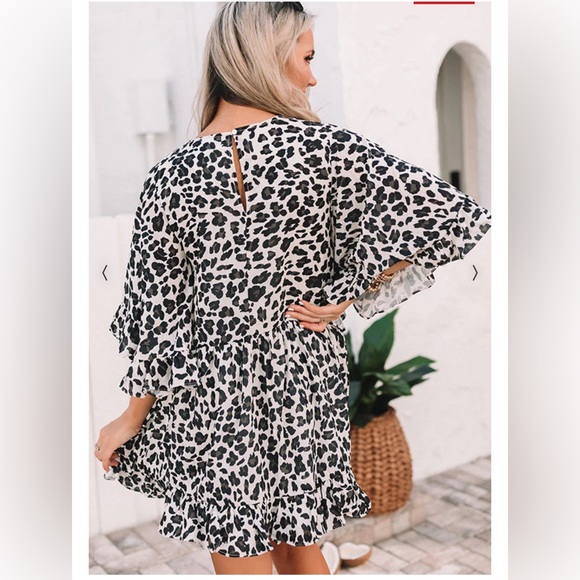 Caramela Leopard Print Ruffle Shift Dress – Size S - Picture 8 of 11